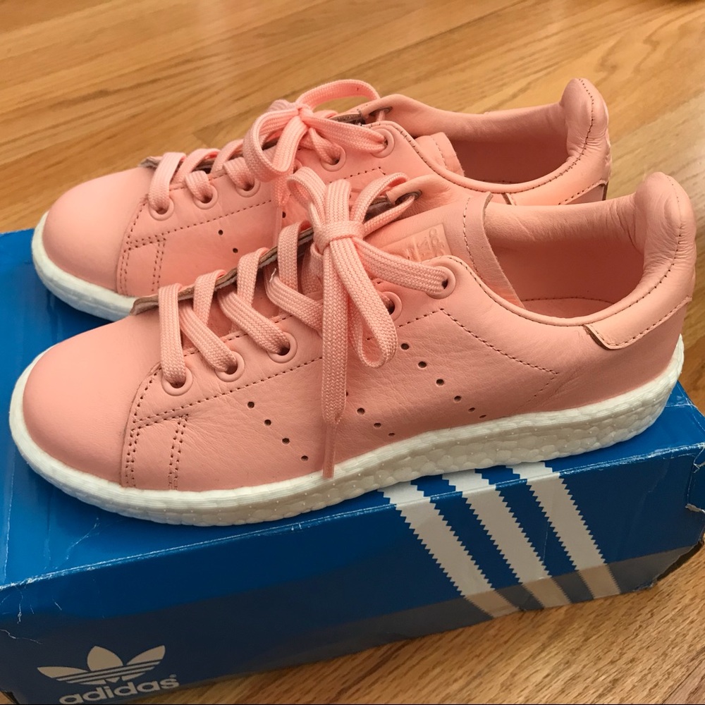Brand new coral Adidas Stan Smiths with boost sole